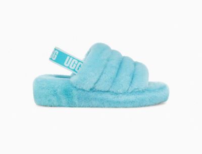 UGG Fluff Yeah Slide Womens Slippers Clear Water/ Blue - AU 724JS